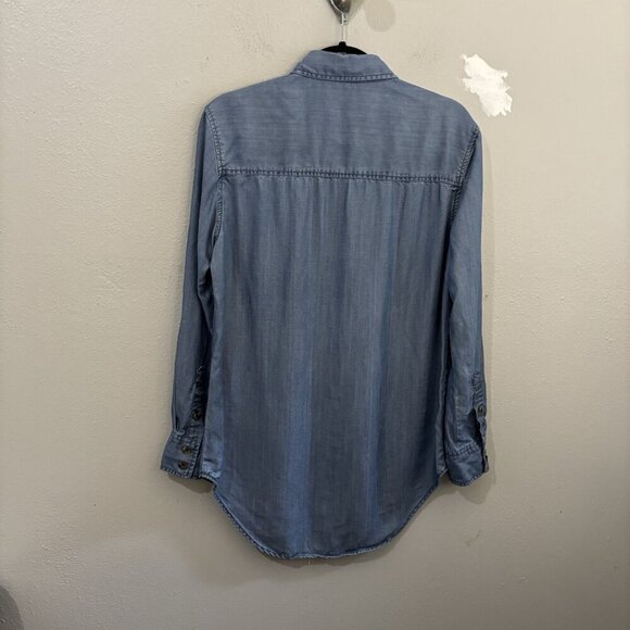 C&C California Chambre Denim Shirt Women Small Roll Up Sleeve Button Up - Picture 6 of 10